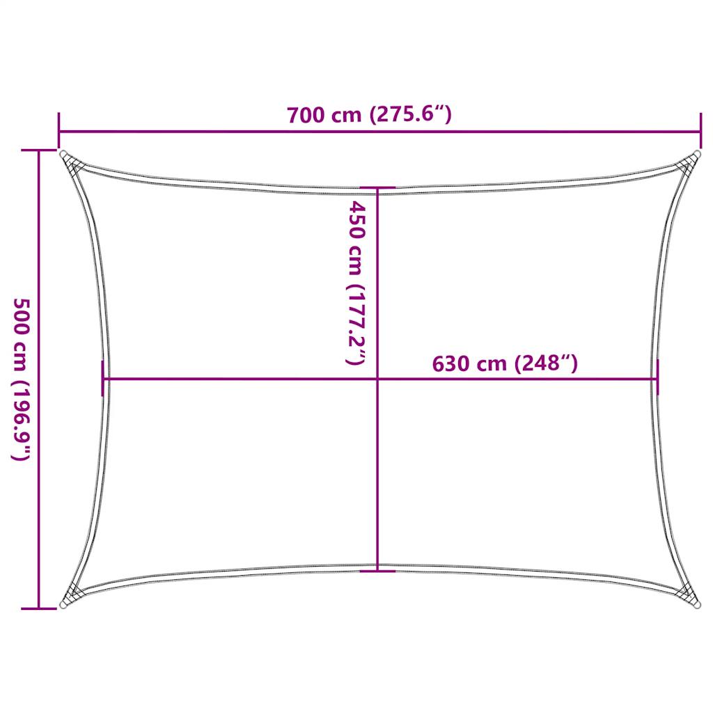 Voile d'ombrage 160 g/m² rectangulaire jaune 5x7 m PEHD