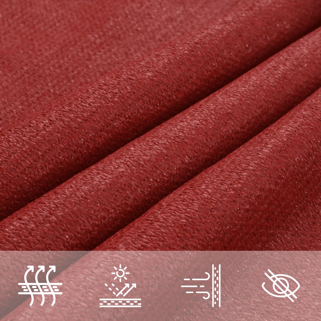 Voile d'ombrage 160 g/m² Rouge 3,6x3,6 m PEHD