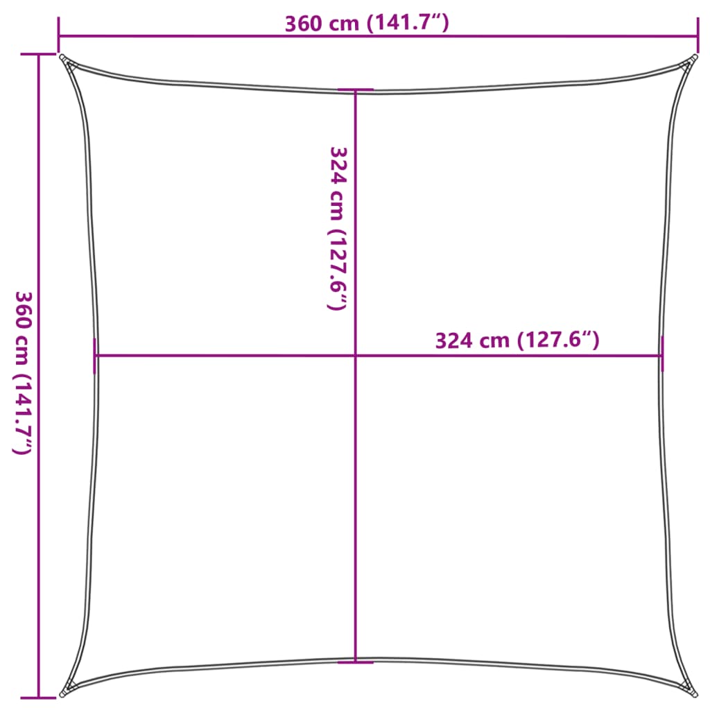 Voile d'ombrage 160 g/m² Rouge 3,6x3,6 m PEHD