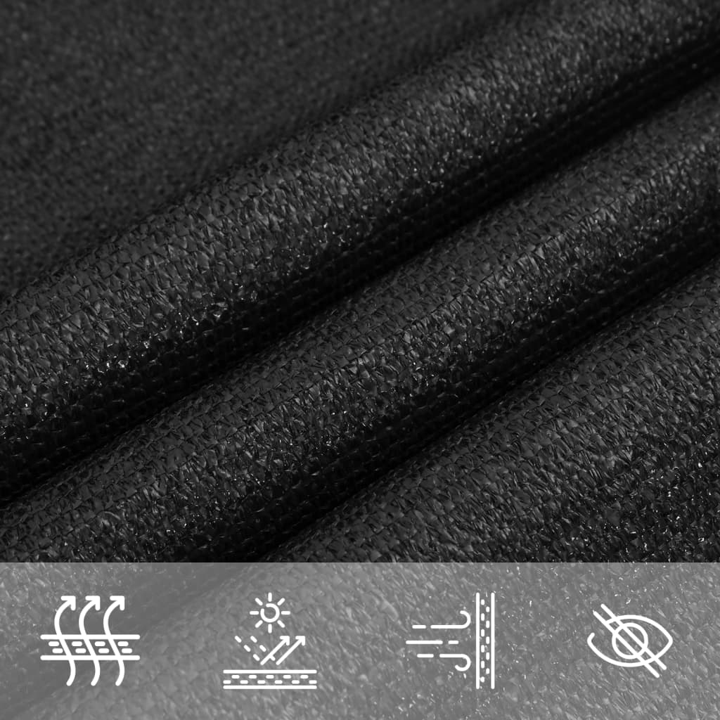 Voile d'ombrage 160 g/m² Noir 3,6x3,6 m PEHD