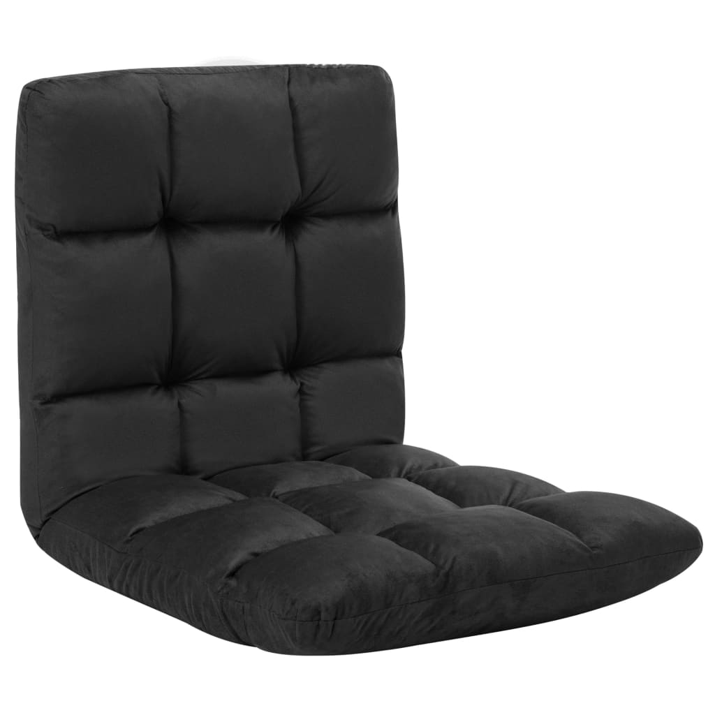 Chaise pliable de sol Noir Microfibre