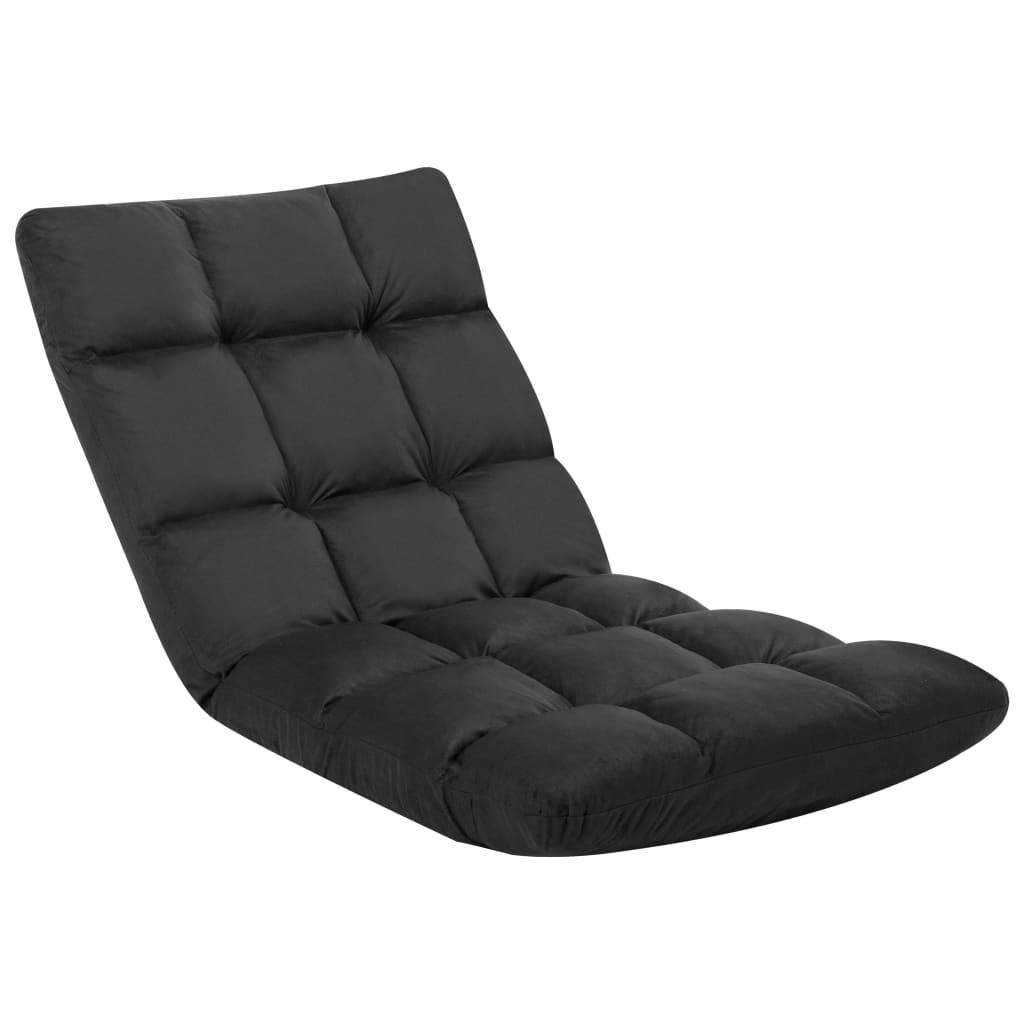 Chaise pliable de sol Noir Microfibre