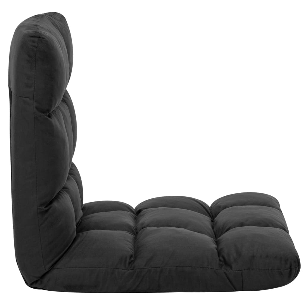 Chaise pliable de sol Noir Microfibre