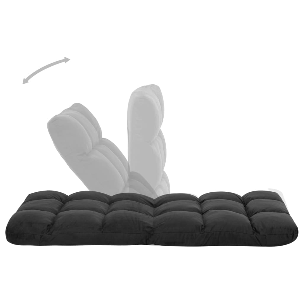 Chaise pliable de sol Noir Microfibre