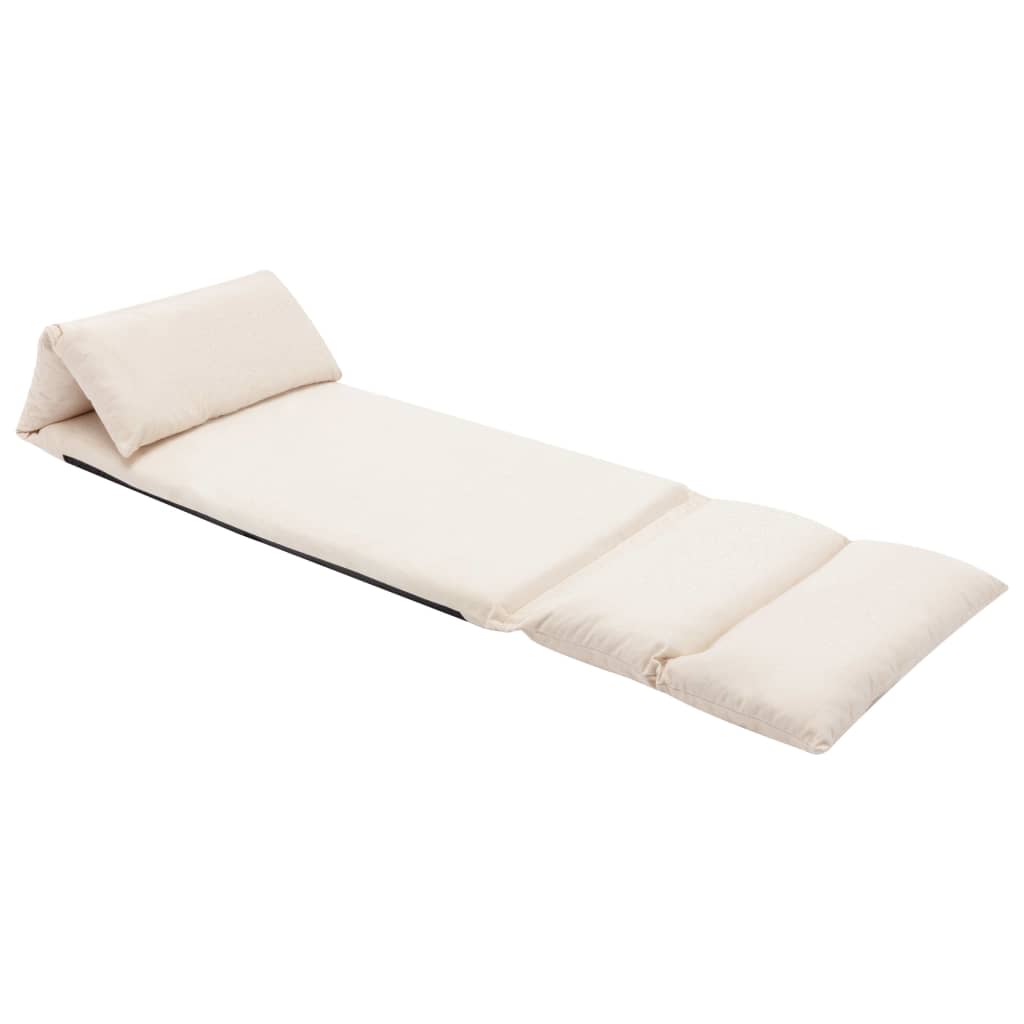 Chaise pliable de sol Crème Microfibre