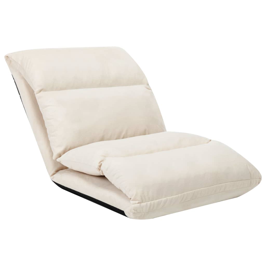 Chaise pliable de sol Crème Microfibre