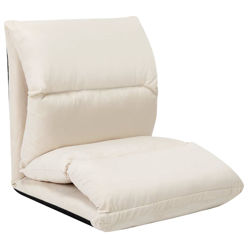 Chaise pliable de sol Crème Microfibre