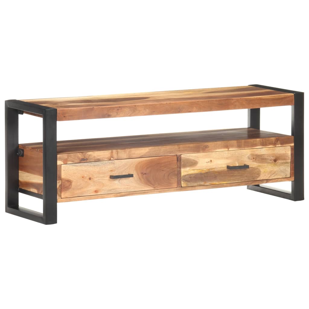 Meuble TV 120x35x45 cm Bois massif avec finition miel