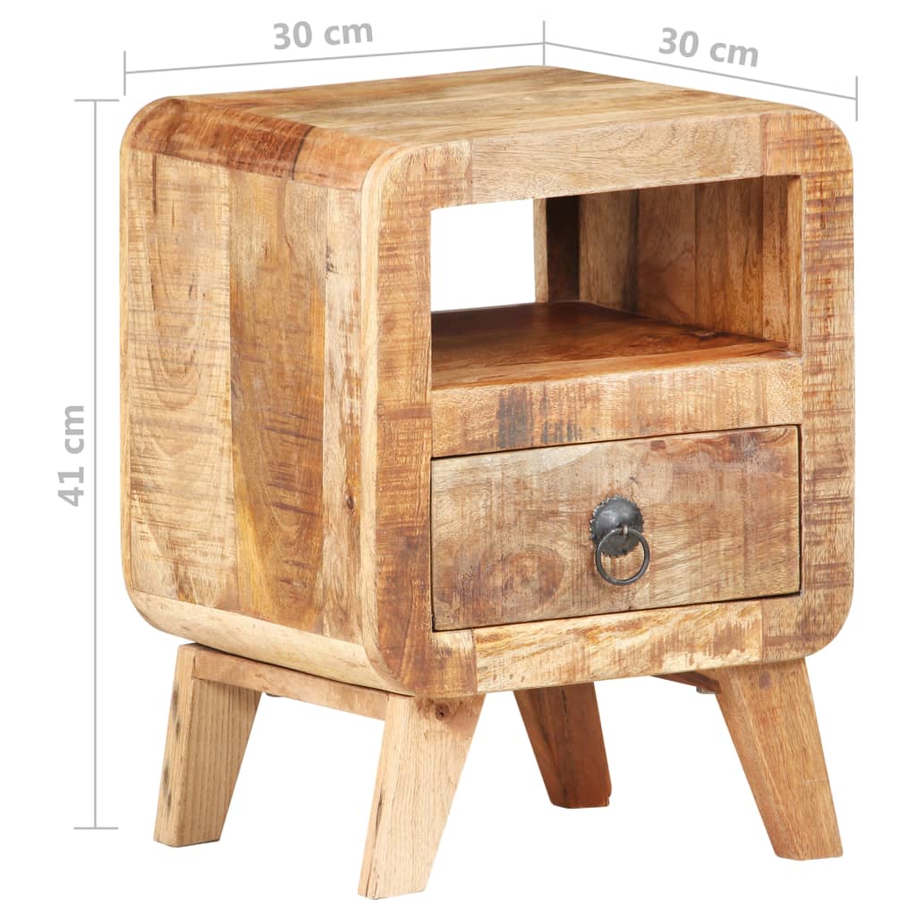 Table de chevet 30x30x41 cm Bois de manguier brut