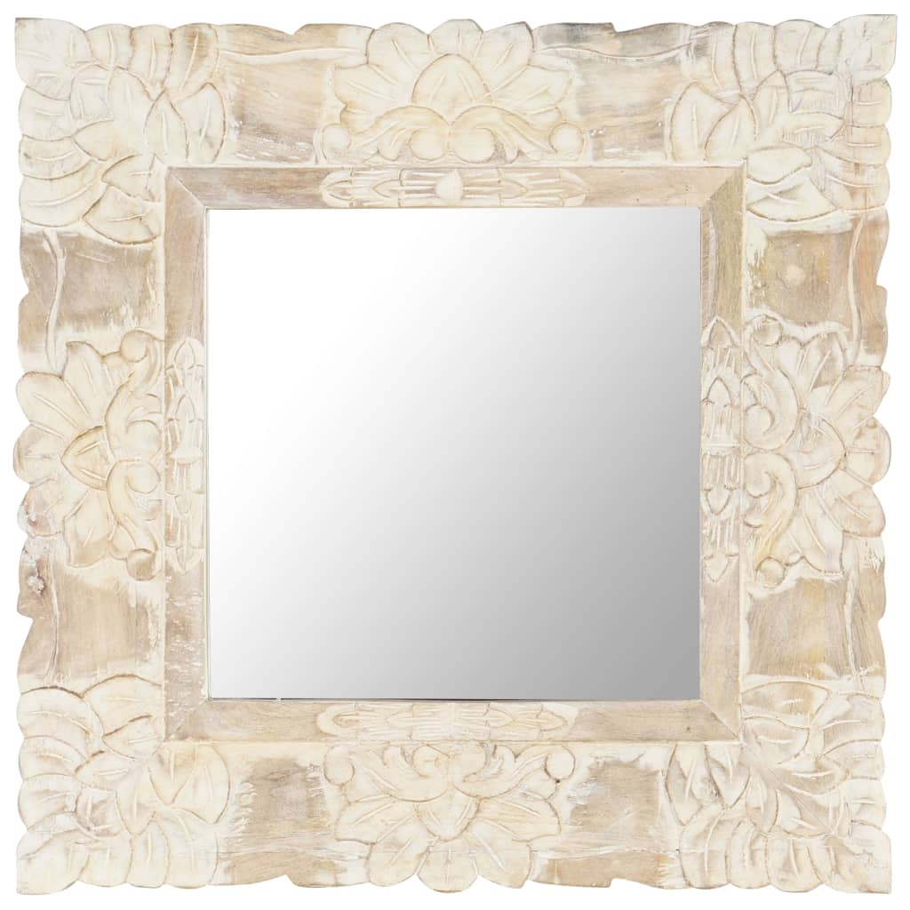 Miroir Blanc 50x50 cm Bois de manguier massif