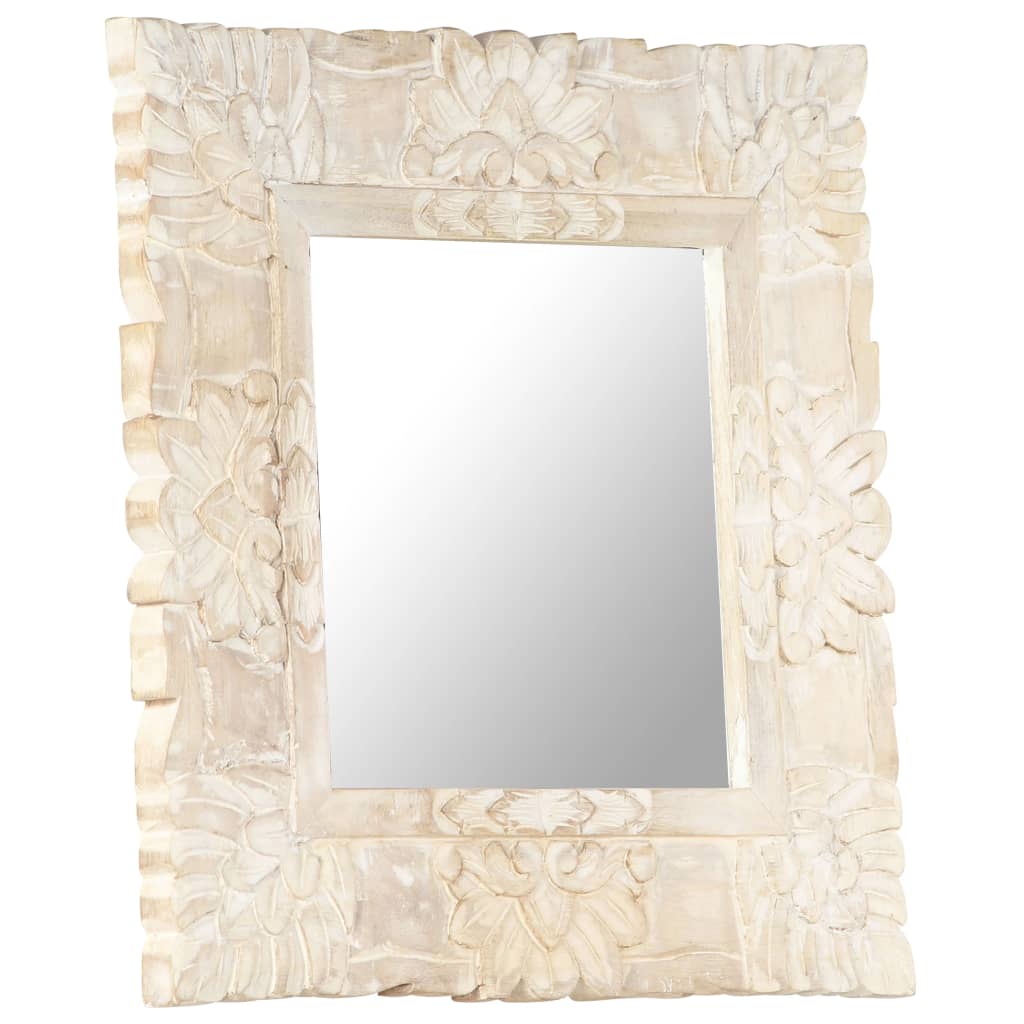 Miroir Blanc 50x50 cm Bois de manguier massif