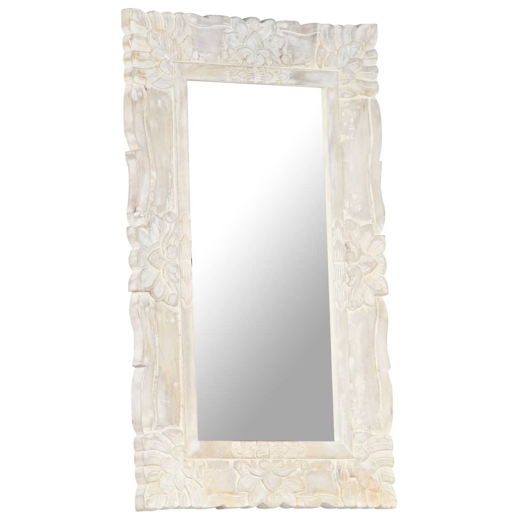 Miroir Blanc 80x50 cm Bois de manguier massif