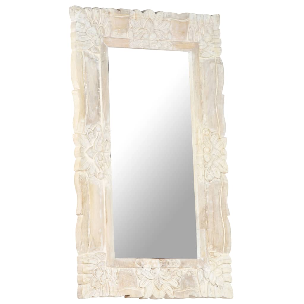 Miroir Blanc 80x50 cm Bois de manguier massif