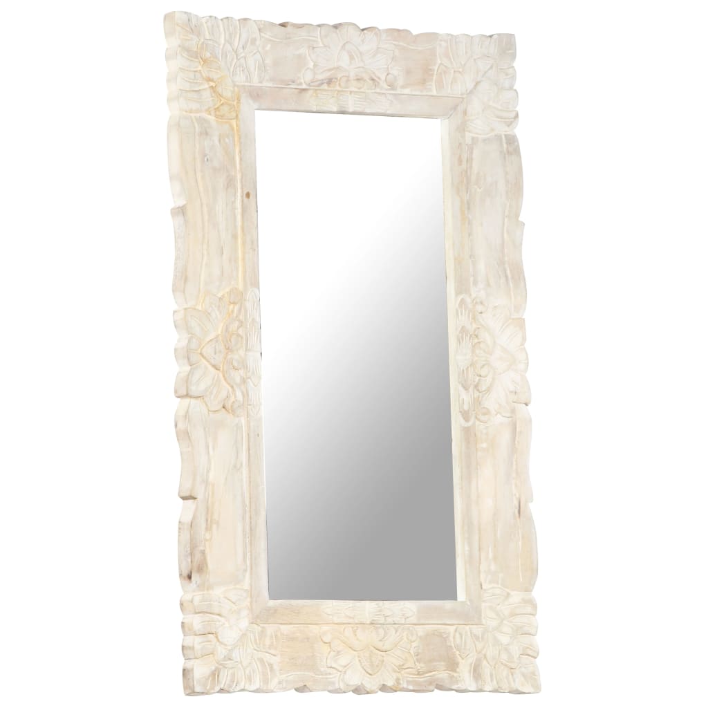 Miroir Blanc 80x50 cm Bois de manguier massif