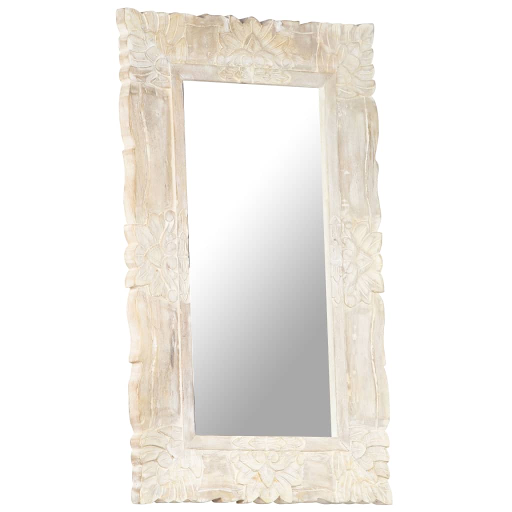 Miroir Blanc 80x50 cm Bois de manguier massif