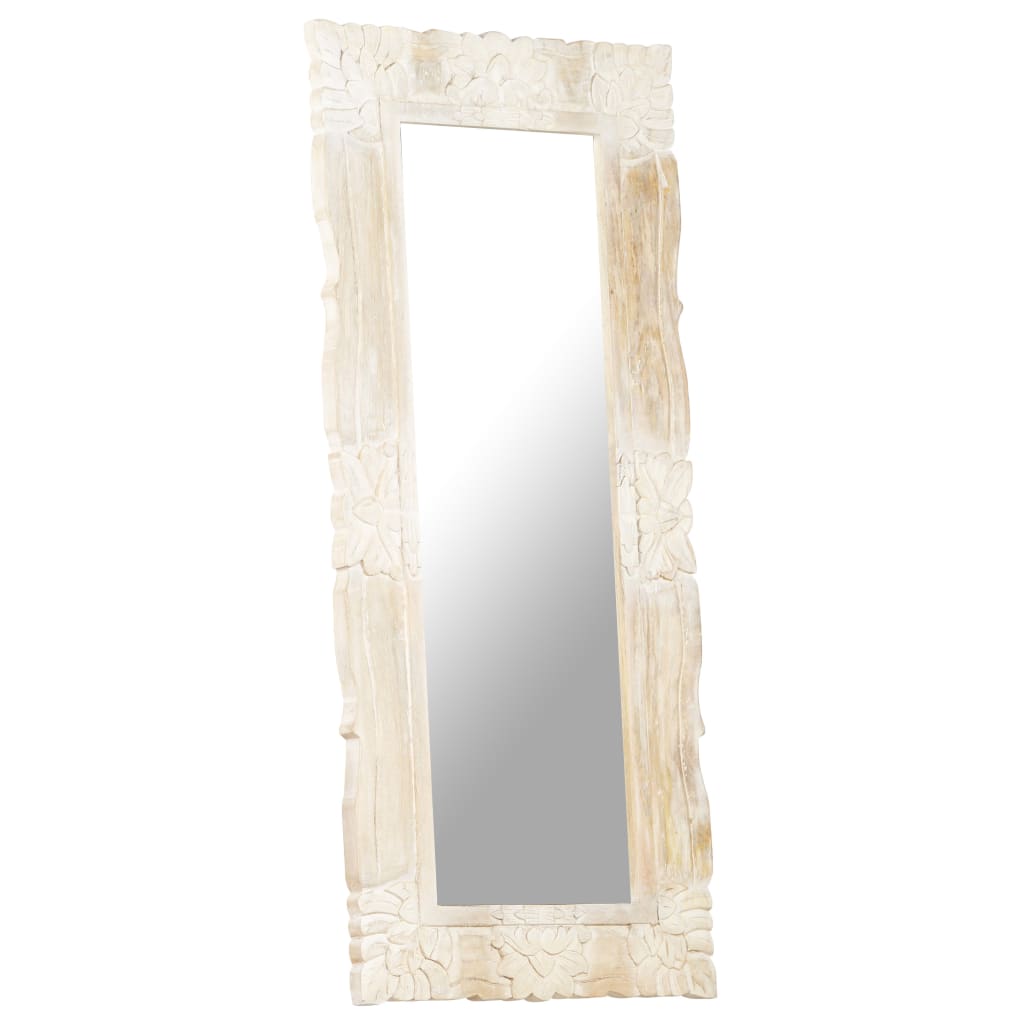 Miroir Blanc 110x50 cm Bois de manguier massif