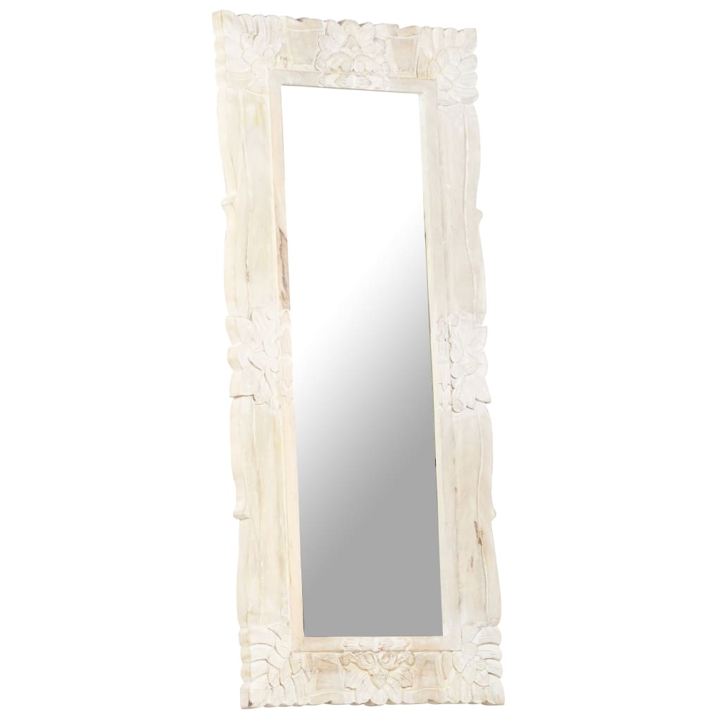 Miroir Blanc 110x50 cm Bois de manguier massif