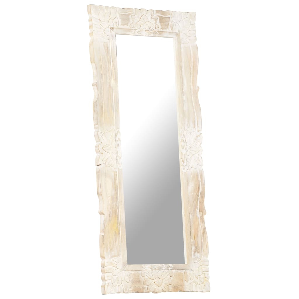 Miroir Blanc 110x50 cm Bois de manguier massif