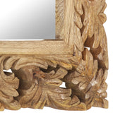 Hand Carved Mirror Brown 50x50cm Solid Mango Wood