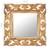 Hand Carved Mirror Brown 50x50cm Solid Mango Wood