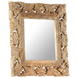 Hand Carved Mirror Brown 50x50cm Solid Mango Wood