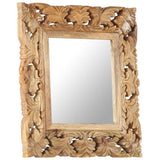 Hand Carved Mirror Brown 50x50cm Solid Mango Wood