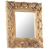 Hand Carved Mirror Brown 50x50cm Solid Mango Wood