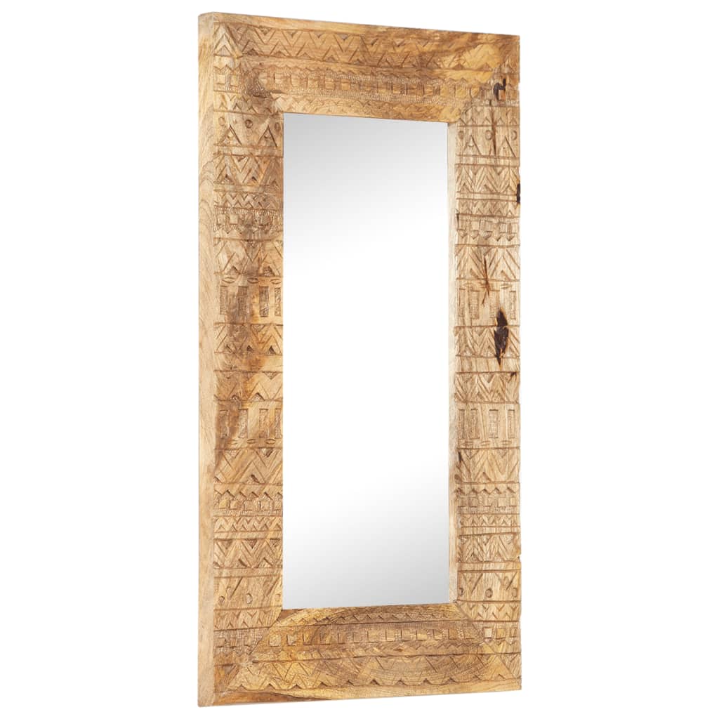 Miroir sculpté à la main 80x50x2,5 cm bois de manguier solide