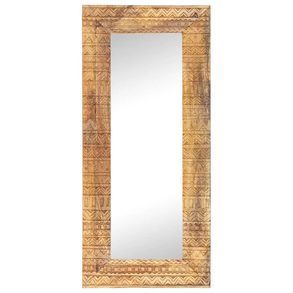 Miroir sculpté à la main 110x50x2,5 cm bois de manguier solide