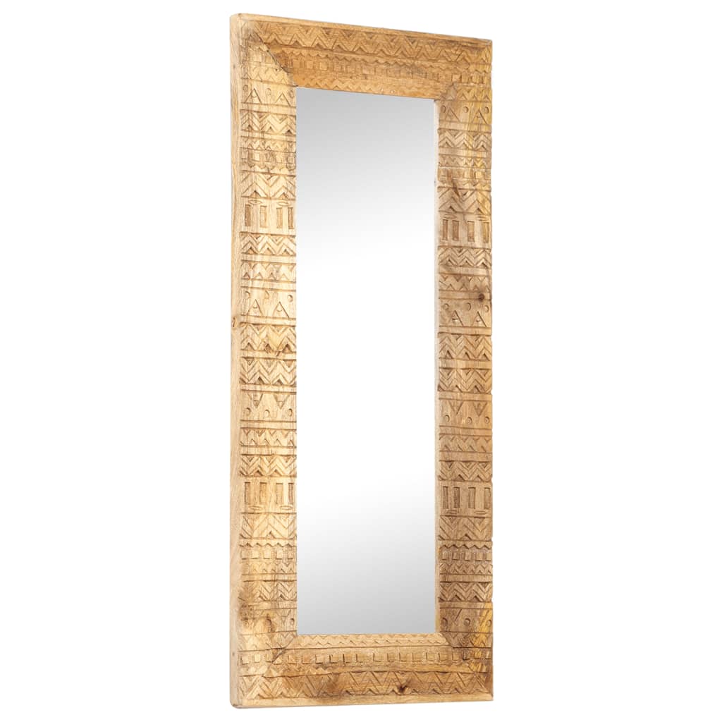 Miroir sculpté à la main 110x50x2,5 cm bois de manguier solide