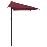 Parasol de balcon mât en aluminium Bordeaux 270x144x222 cm Demi