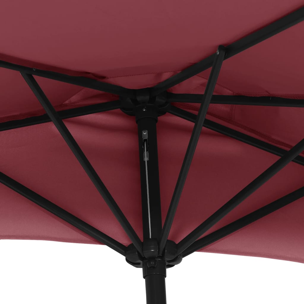 Parasol de balcon mât en aluminium Bordeaux 270x144x222 cm Demi