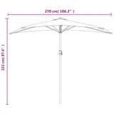 Parasol de balcon mât en aluminium Bordeaux 270x144x222 cm Demi