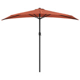 Parasol de balcon et mât en aluminium Terre cuite 270x144x222cm