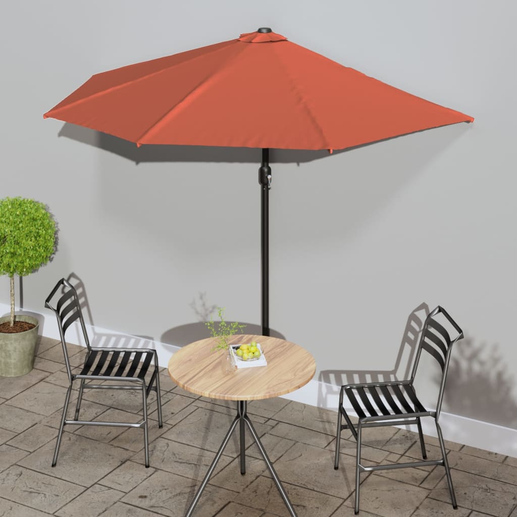 Parasol de balcon et mât en aluminium Terre cuite 270x144x222cm