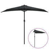 Parasol de balcon avec mât en aluminium Noir 270x144x222cm Demi