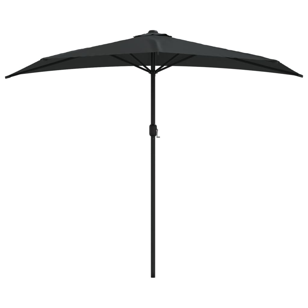 Parasol de balcon avec mât en aluminium Noir 270x144x222cm Demi