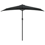 Parasol de balcon avec mât en aluminium Noir 270x144x222cm Demi