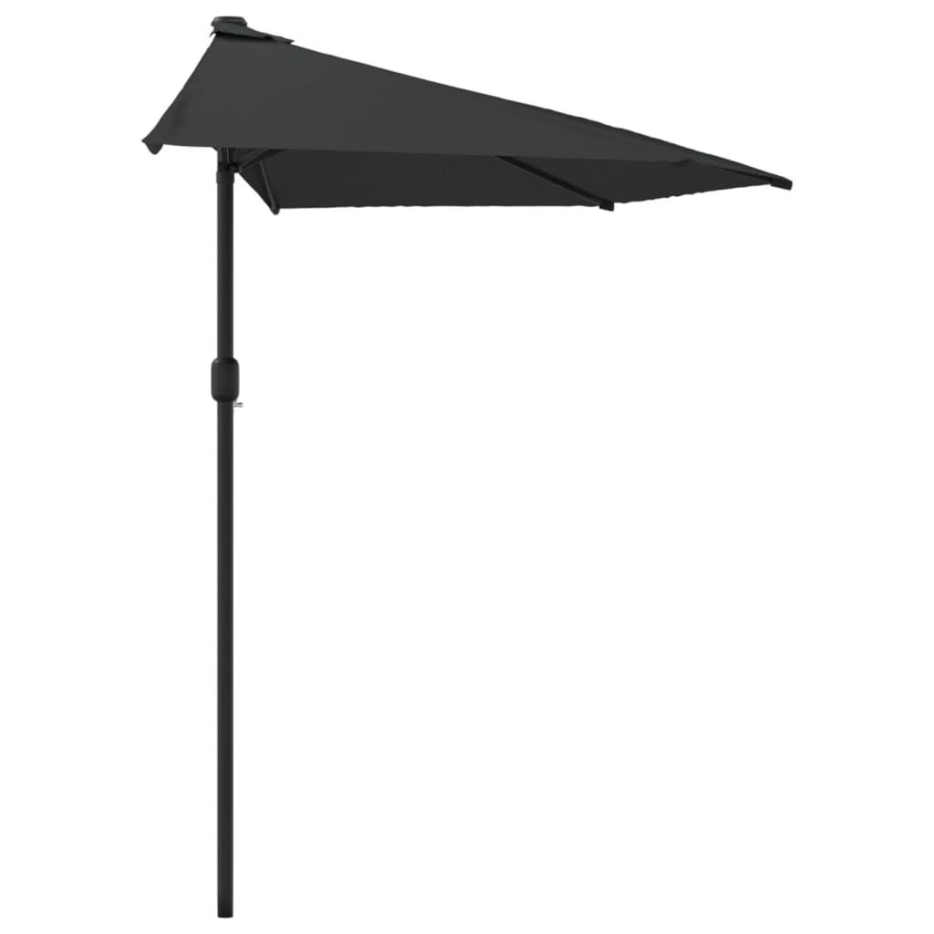 Parasol de balcon avec mât en aluminium Noir 270x144x222cm Demi