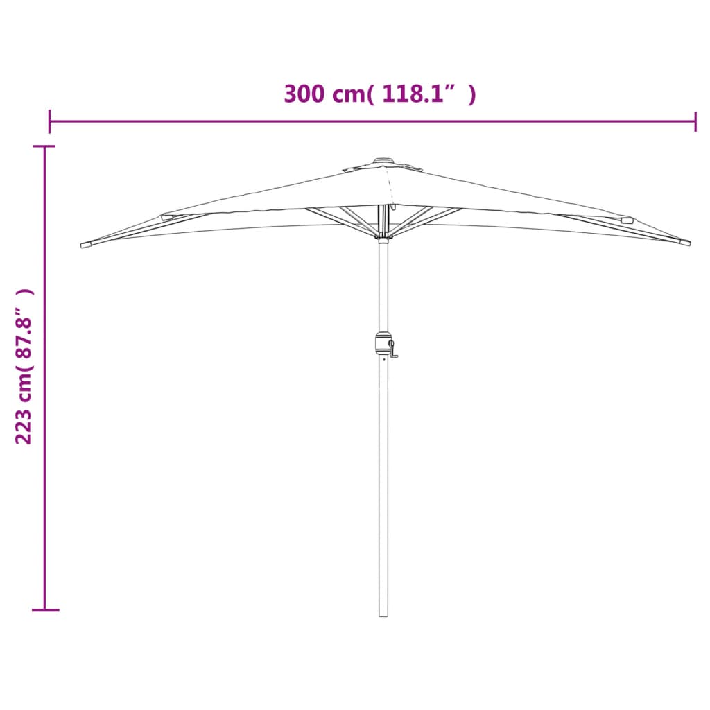 Parasol de balcon et mât en aluminium Terre cuite 300x155x223cm