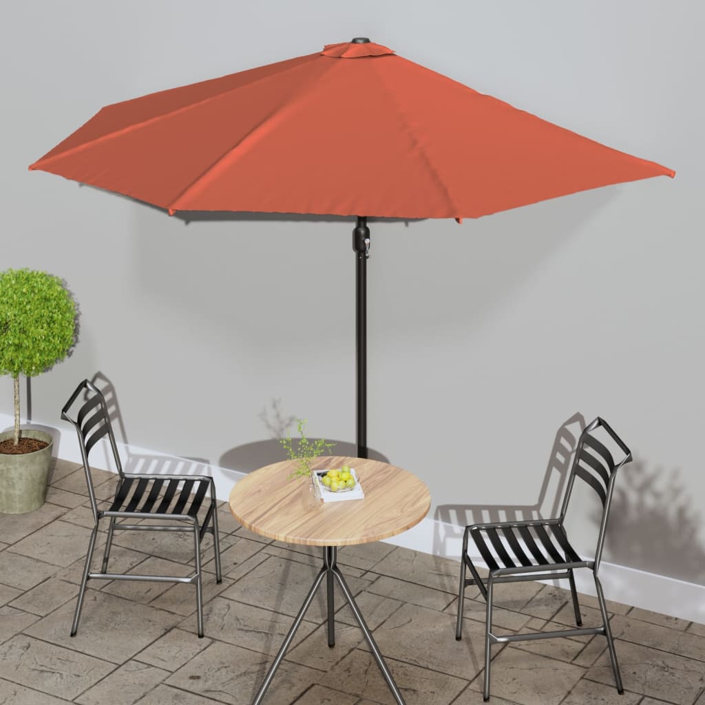 Parasol de balcon et mât en aluminium Terre cuite 300x155x223cm