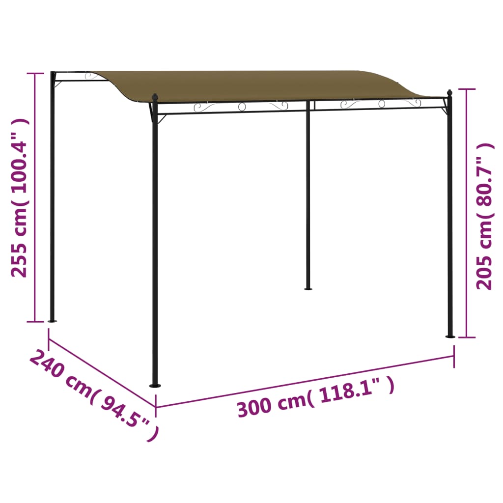 Auvent de parasol 3x2,4 m Taupe 180 g/m²