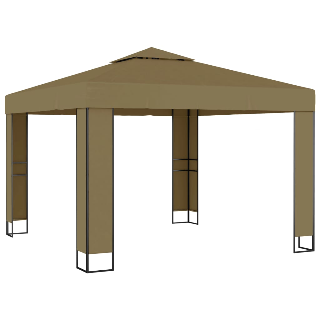 Belvédère avec double toit 3x3x2,7 m Taupe 180 g/m²