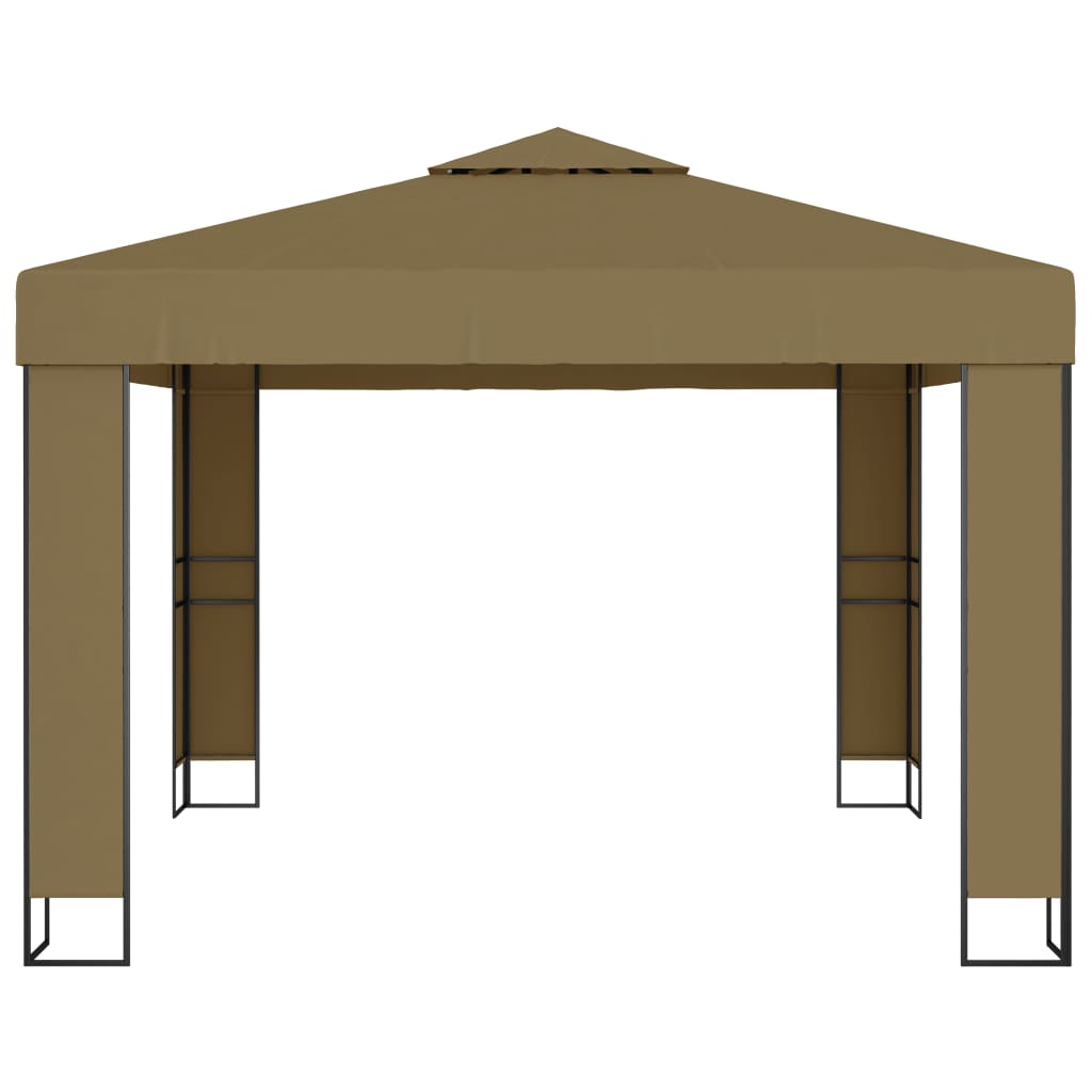 Belvédère avec double toit 3x3x2,7 m Taupe 180 g/m²