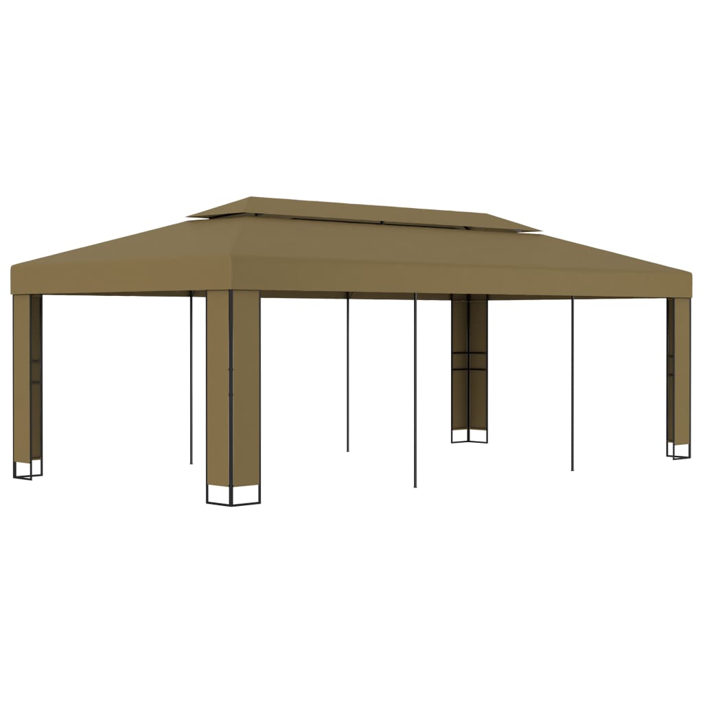 Arbour with double roof 3x6 m Taupe 180 g/m²