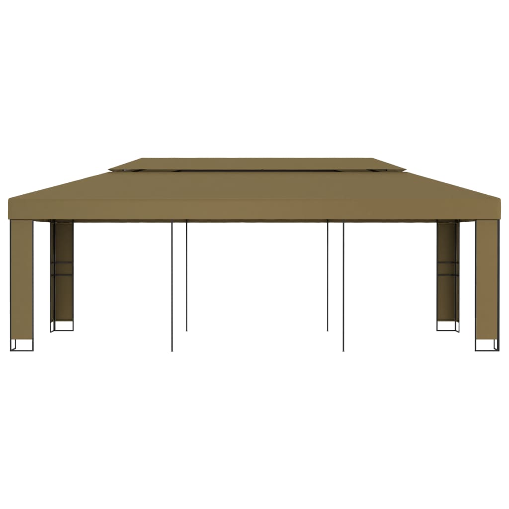 Arbour with double roof 3x6 m Taupe 180 g/m²