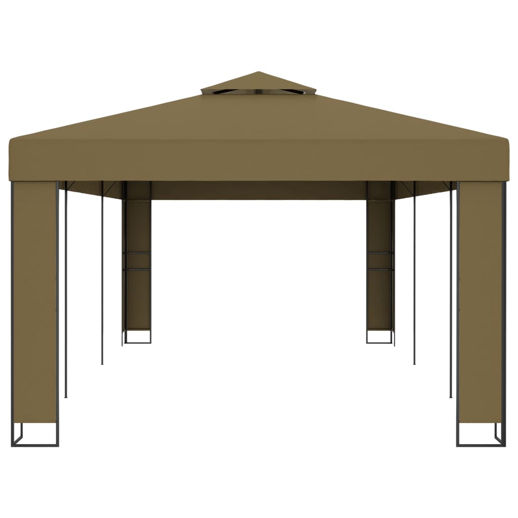 Arbour with double roof 3x6 m Taupe 180 g/m²