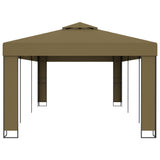 Arbour with double roof 3x6 m Taupe 180 g/m²