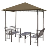 Pavillon de jardin et table et bancs 2,5x1,5x2,4m Taupe 180g/m²