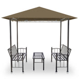 Pavillon de jardin et table et bancs 2,5x1,5x2,4m Taupe 180g/m²